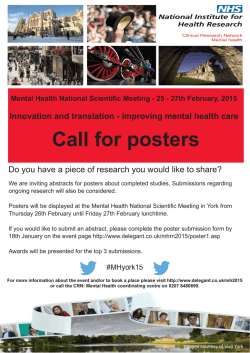 Poster call Mental Health Scientific Meeting Feb 2015