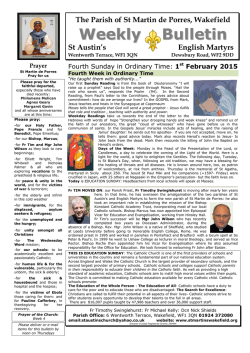 Bulletin 01.02.15 - St Martin De Porres Parish Wakefield