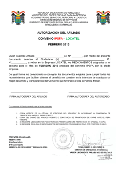 autorizacion del afiliado convenio ipsfa – locatel febrero 2015
