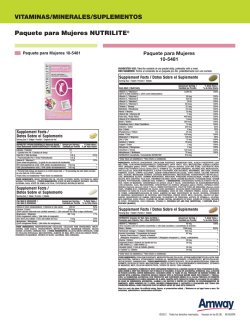 Datos sobre la Nutrici&oacute;n del Paquete para Mujeres