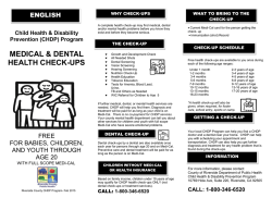 (CHDP) Program MEDICAL & DENTAL HEALTH CHECK-UPS