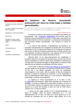 El Gobierno de Navarra recomienda precaución por nieve en cotas