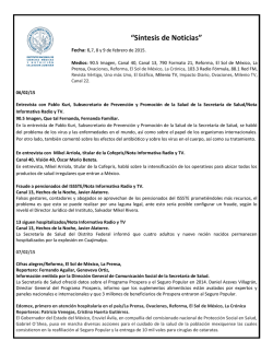 &ldquo;S&iacute;ntesis de Noticias&rdquo; - Instituto Nacional de Ciencias M&eacute;dicas y