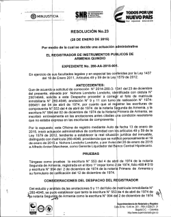 Notifiación Aviso Resolución No. 23 de 2015. Expediente 280 AA