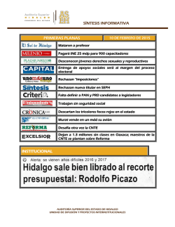 SÍNTESIS INFORMATIVA PRIMERAS PLANAS