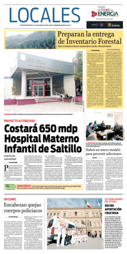 Costará 650 mdp Hospital Materno Infantil de Saltillo