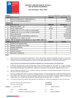 INDICES Y PRECIOS PARA EL CALCULO DEL REAJUSTE