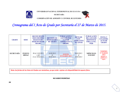 Cronograma del I Acto de Grado por Secretar&iacute;a el 27 de