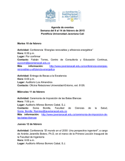 Agenda de eventos Semana del 9 al 14 de febrero de 2015