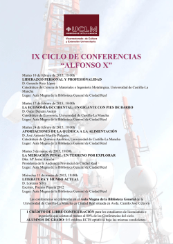 ix ciclo de conferencias “alfonso x” - Universidad de Castilla