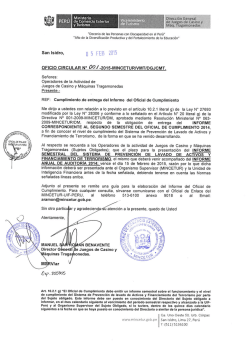 Oficio circular N° 001-2015. - Ministerio de Comercio Exterior y