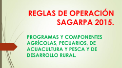 REGLAS DE OPERACIÓN SAGARPA 2015.