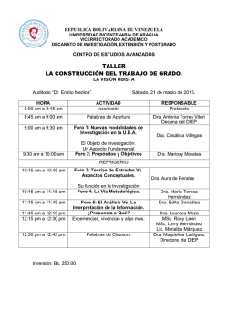 Cronograma de la II Jornada del Centro de Estudios Avanzados