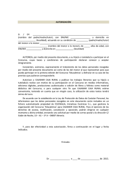 AUTORIZACI&Oacute;N D. / D&ordf;. (nombre del padre/madre