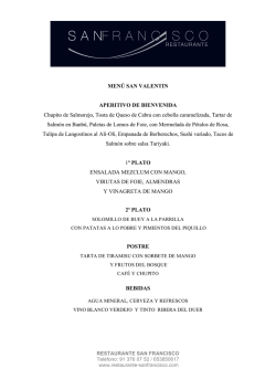 MEN&Uacute; SAN VALENTIN APERITIVO DE BIENVENIDA Chupito de