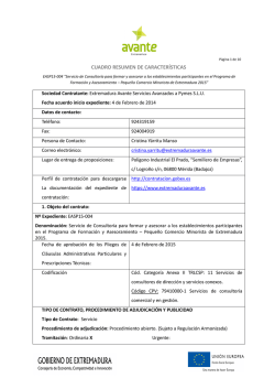 Cuadro resumen de caracter&iacute;sticas