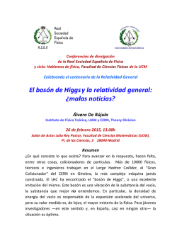 RSEF: "El bos&oacute;n de Higgs y la relatividad general &iquest;malas noticias?".