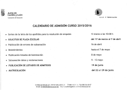 calendario de admisi&oacute;n curso 2015/2016 - ceip tierno galv&aacute;n
