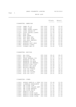 LEWIS STAGNETTO LIMITED 06/02/2015 Page 1 PRICE LIST