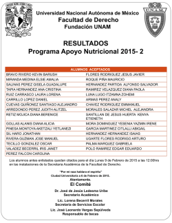 Resultados Programa Apoyo Nutricional 2015