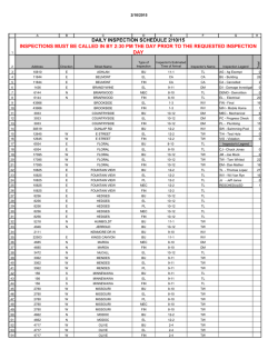 DAILY INSPECTION SCHEDULE 02-09