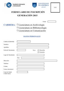 GENERACIÓN 2015 CARRERA: Licenciatura en Archivología