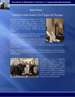 Ginebra rinde honor a la Virgen de Suyapa