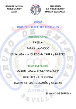 MEN&Uacute; DOMINGO 8 de FEBRERO de 2015 PAELLA PAPAS con