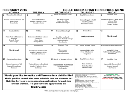 Lunch Menu - Belle Creek Charter School