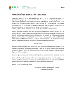 Resolución de 6 de noviembre de 2014, de la Dirección General de
