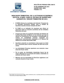 Comunicado de Prensa. Anuncia el INEGI la publicación del