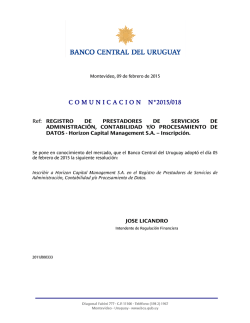 C O M U N I C A C I O N    N&deg;2015/018