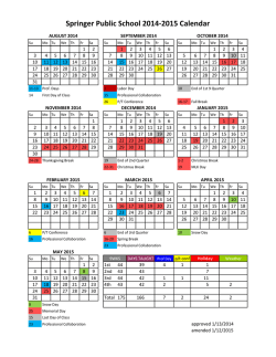 Springer Public School 2014-2015 Calendar