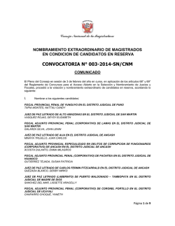 CONVOCATORIA N° 003-2014