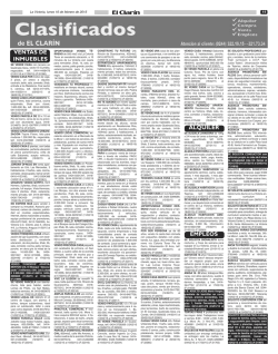 Clasificados Diario El Clar&iacute;n de La Victoria Lunes 16 de Febrero de