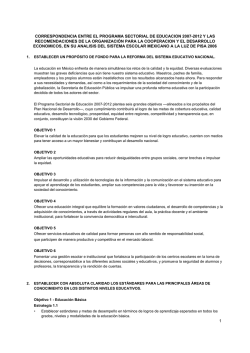 1 correspondencia entre el programa sectorial de educacion 2007