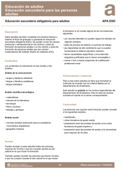 Educaci&oacute;n de adultos Educaci&oacute;n secundaria para las personas