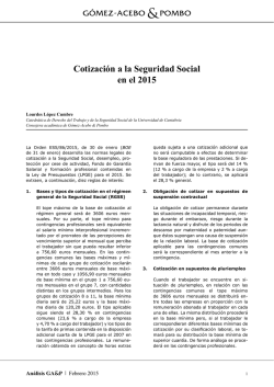 Cotización a la Seguridad Social en el 2015 - Gómez