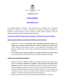 ADMISIÓN 2015-II - Tumaco - Universidad Nacional de Colombia