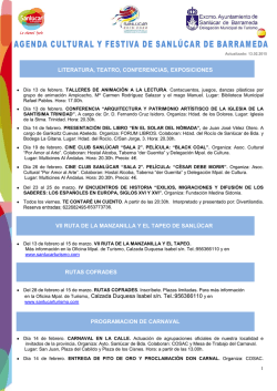 AGENDA CULTURAL Y FESTIVA 13.02.15