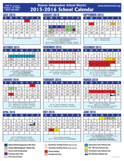 2015-2016 School Calendar - Denton Independent School District