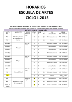 HORARIOS ESCUELA DE ARTES CICLO I-2015