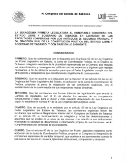 H. Congreso del Estado de Tabasco LA SEXAGÉSIMA PRIMERA