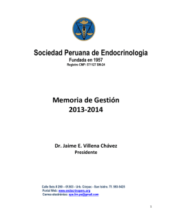 Dr. Jaime Villena. Memoria de Gestion 2013-2014