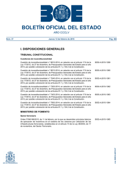 Sumario del BOE núm 37 de Jueves 12 de febrero de 2015