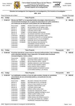 Facultad de Psicología - Vicerrectorado de Investigación | UNMSM