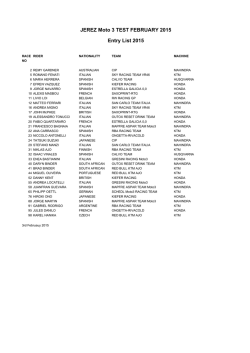 JEREZ Moto 3 TEST FEBRUARY 2015 Entry List