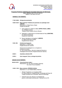 Programa preliminar - sociedad valenciana de nefrología