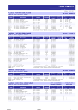 Lista de Precios Sublinor