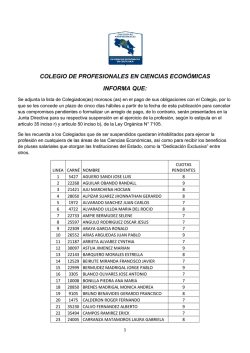 Publicación Lista de Morosos - Colegio de Profesionales en